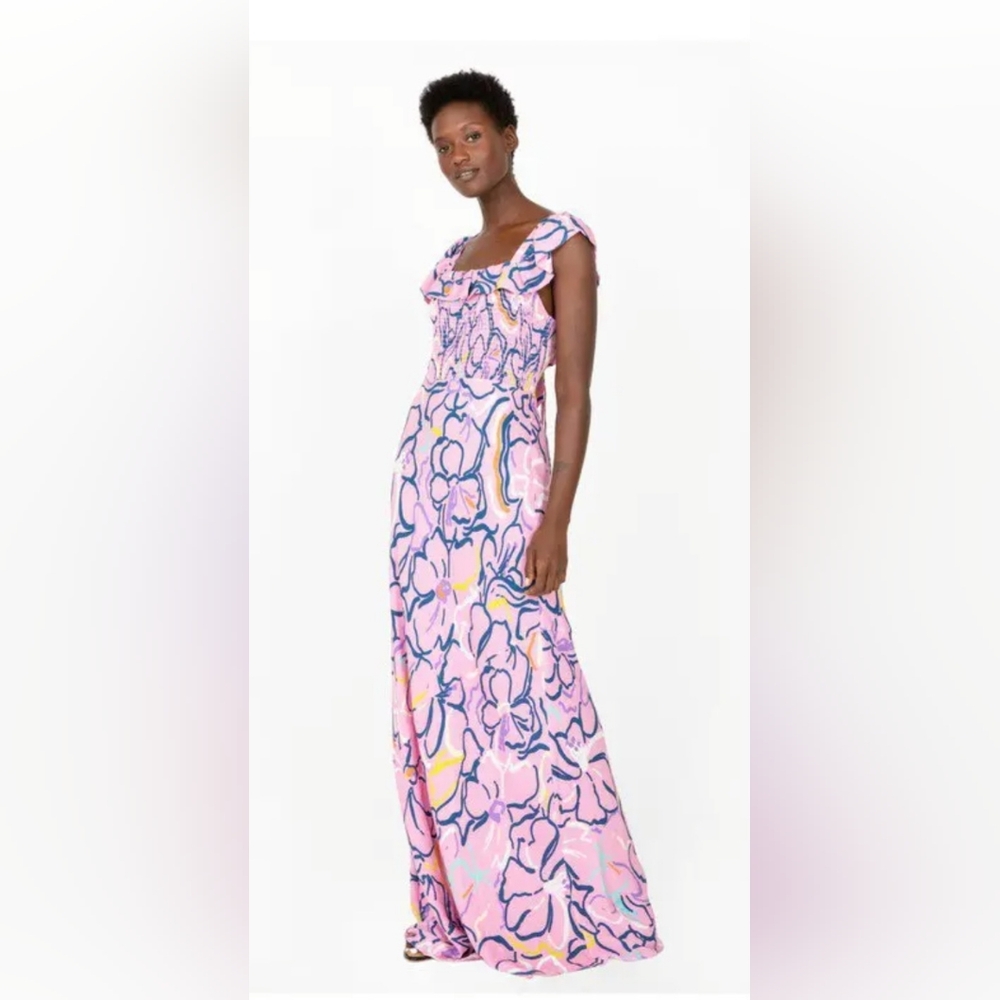 Tanya Taylor Pink Ruffled A-line Sundress